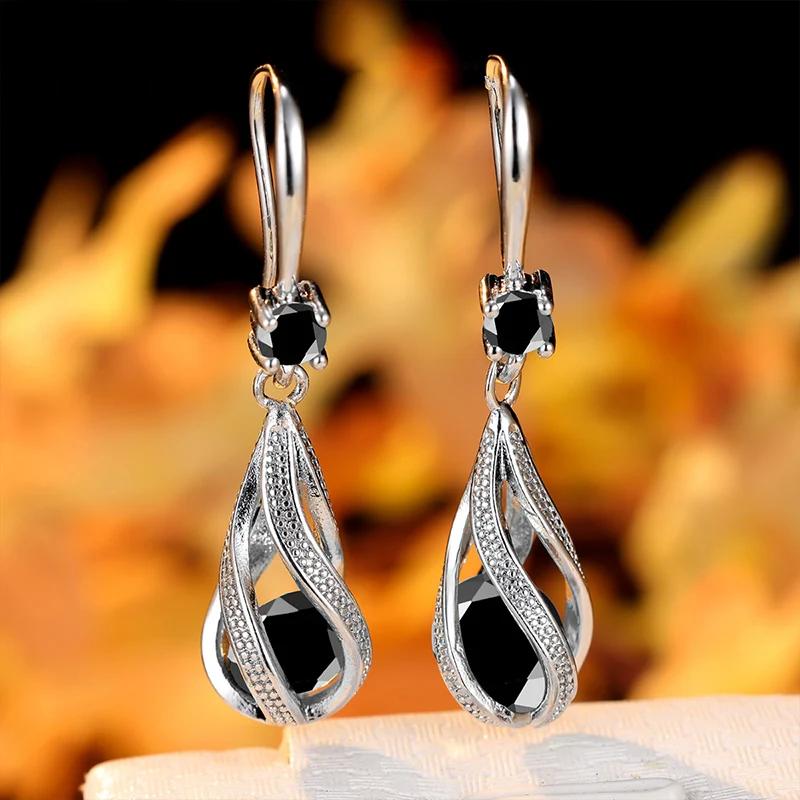 Zarte Haken-Clip-Ohrringe mit Zirkonia, Laternen-Design, mehrfarbige Stein-Hängeohrringe, Kupfermaterial, Schicker Schmuck für Damen