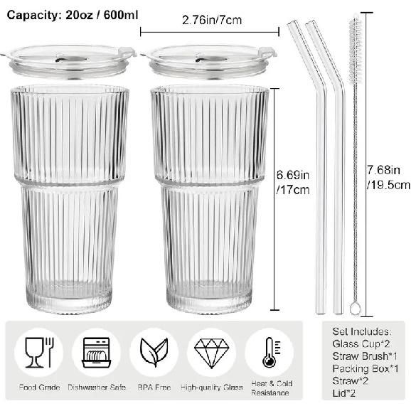 Aesthetic Textured Glass Cup – Premium Soda Lime Glass Tumbler for Cocktails, Juice & Water