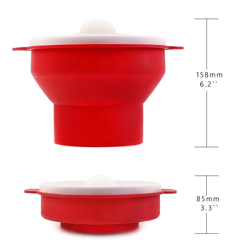 Modern Eco-Friendly Microwave Popcorn Popper Maker Foldable Silicone Bowl Big Capacity Lid Polished DIY Collapsible Home Use