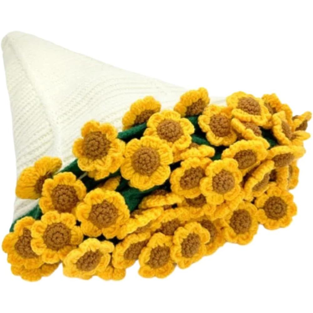 Handmade Crochet Sunflower Floral Blanket, Soft Floral Crochet Flower Blankets, Comfortable and Warm Suitable for Travel, Picnics and Home Settings
