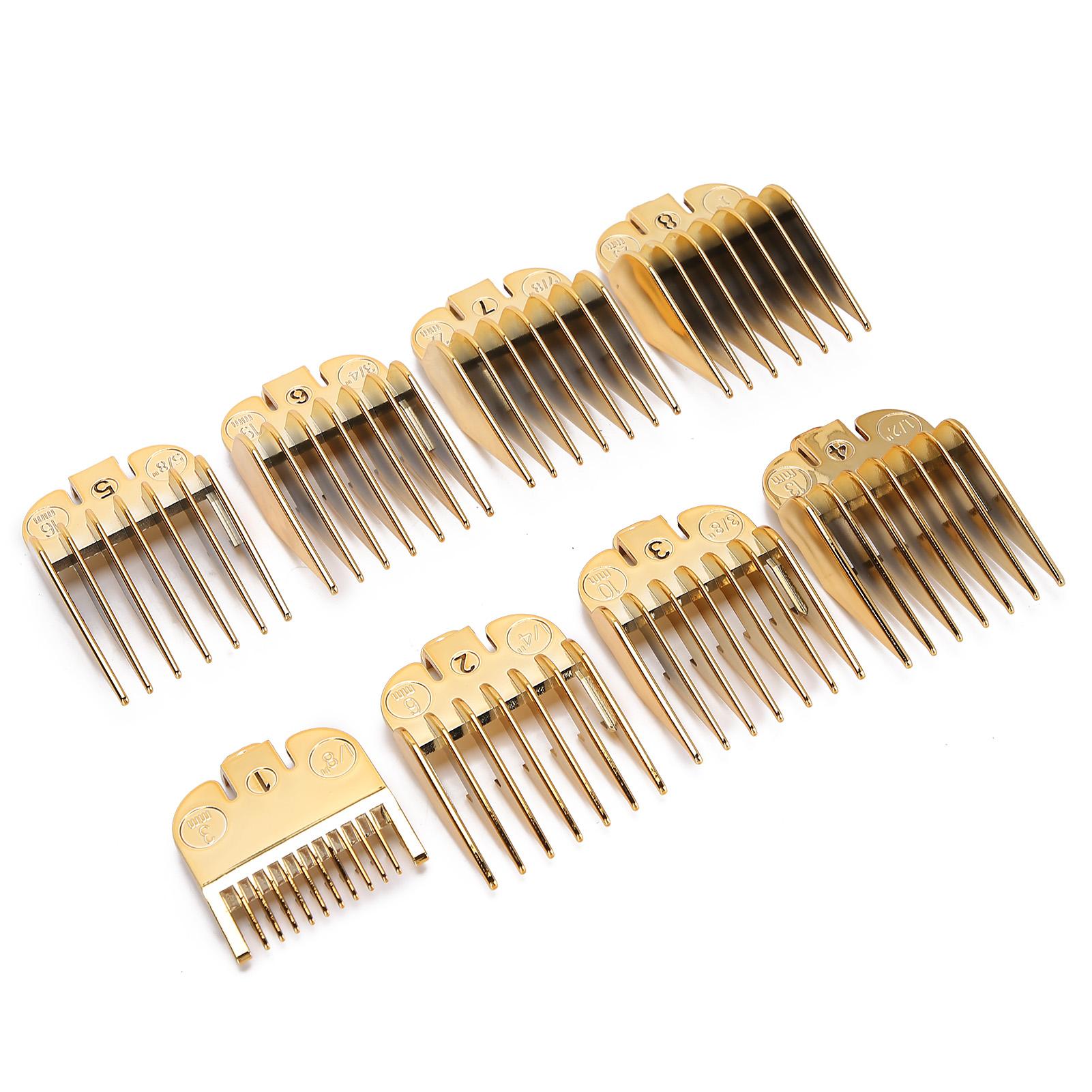 

8pcs Haircut Limit Comb Positioning Comb Replacement Guide Comb Set for Hair Clipper Gold