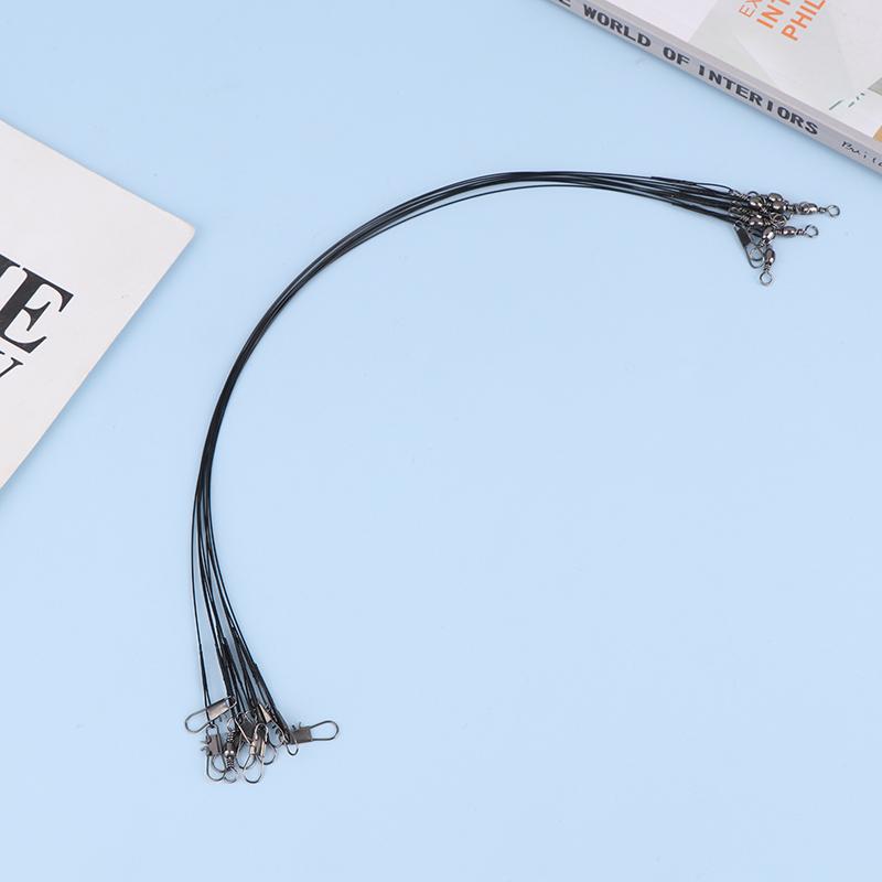 10Pcs 10/15/20/25/30Cm Anti-Bite Steel Wire Leash Lure Fishhook Line Trace Wire Leader With Swivel Fishing Lure Accessories