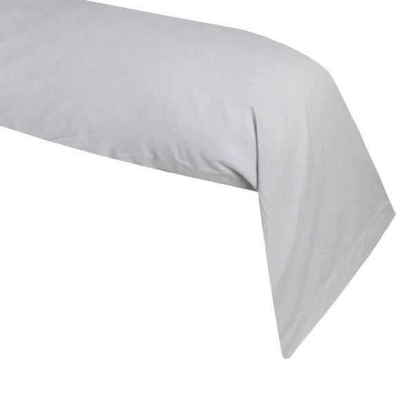 HOME DECO - Taie De Traversin 45 x 185 cm Volant Plat Piqué - 100% Coton 57 fils/cm² - GRIS CLAIR