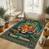 Tiger Forest Theme Soft Crystal Velvet Rug Custom Name & Text Print Non Slip Floor Rug for Bedroom Living Room