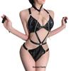 Rotes Begierde Leder Cosplay Bondage Dienstmädchen Outfit - SM Dominanz Dessous für Damen