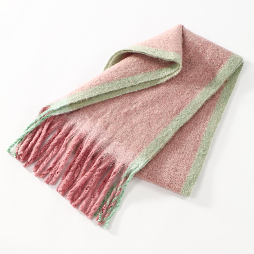 Ny Mote Striper Kasjmir Tykt Skjerf Dame Vinter Ensfarvet Duskskjerf Studenter Varmt Forlenget Langt Skjerf Sjal Halsduk