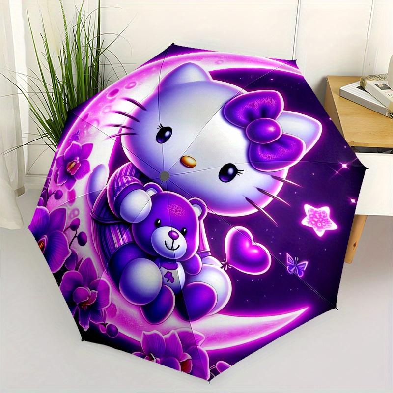 

Hello Kitty,Moonlit Night Automatic Folding Umbrella-Simple 8-Rib Design, Bright Cartoon Pattern, Durable Iron Frame, Suitable For Travel, O