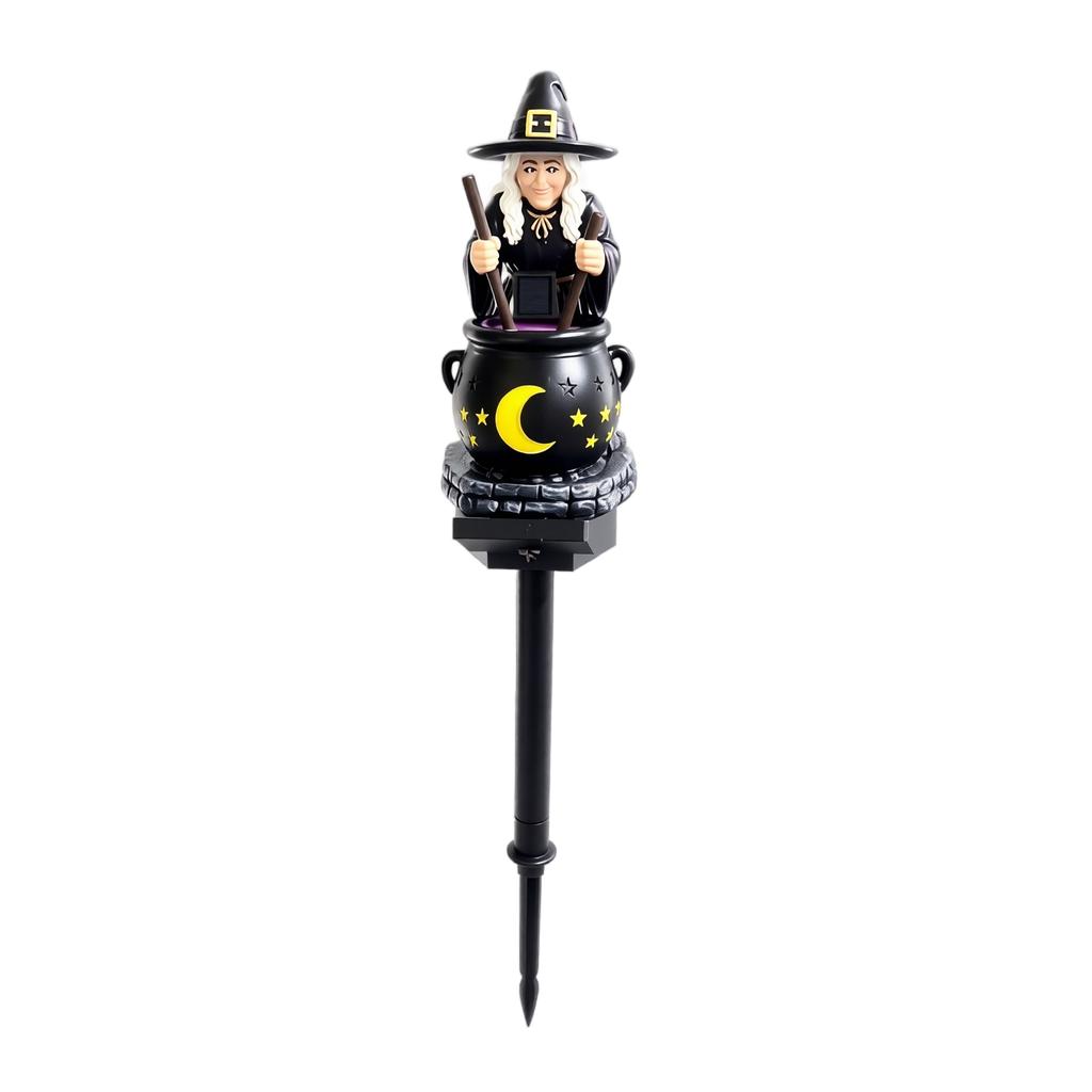Witch Cauldron Ground Stake Light, Glowing Halloween Decor for Outdoor Garden Yard