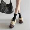 Leather shoes for women in winter 2026  new fur single shoes  thick heels  height increasing cotton shoes for women