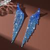 Ladies Light Luxury Gradient Color Long Tassel Shines Crystal Ear Drop