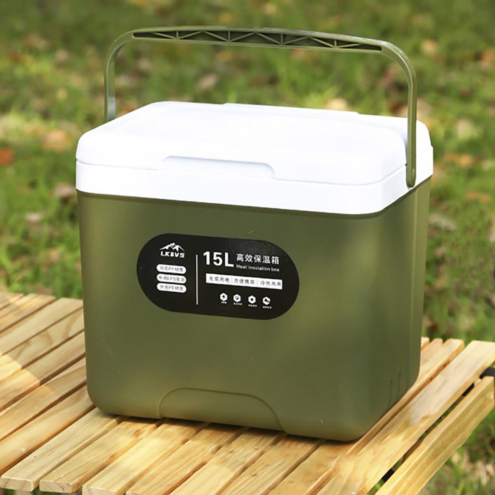 

Пластиковий вуличний ящик-холодильник зелено-білий для кемпінгу міні-відро для льоду портативний автомобільний холодильник для барбекю 15L