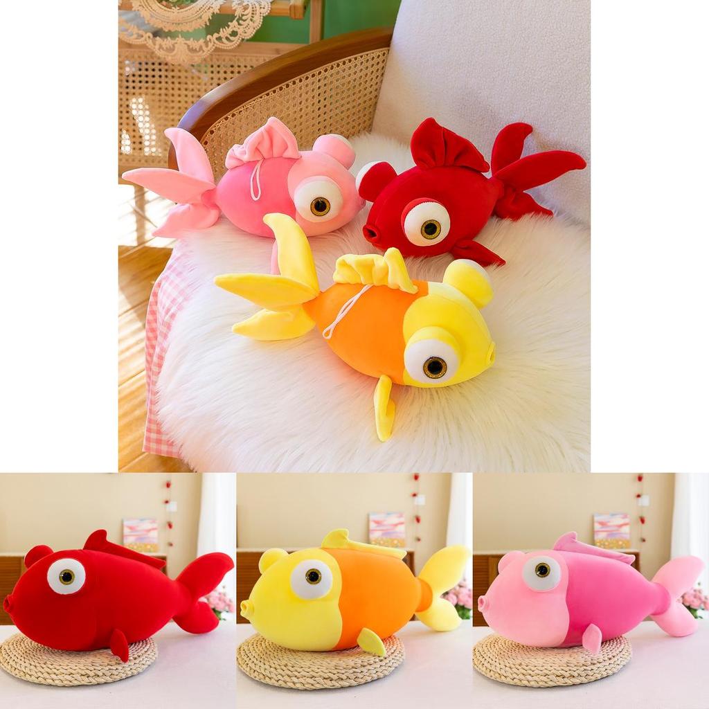 Cute Plush Cartoon Goldfish Stuffed Animal Adorable Accompaniment Pillow For Birthdays