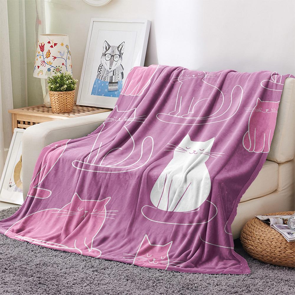 Cat Gifts Print Flannel Blanket, High quality Comfortable for All Seasons, Home Decor, Warmth and Comfort
