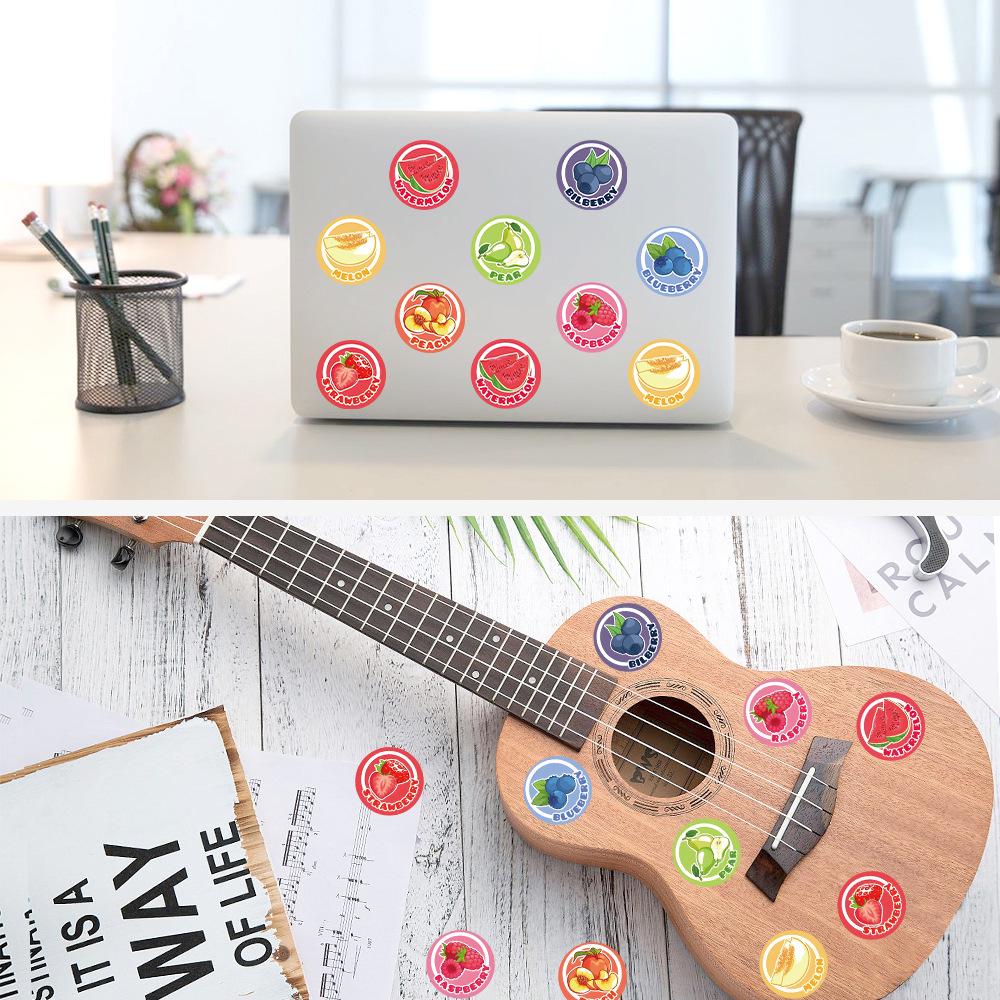 Cross-Border Fruit English Sticker Roll for DIY Journals - Round Die-cut Adhesive Sealing Labels