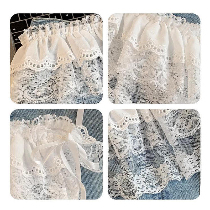 Damenmode Ballettspitze Überrock Koreanischer Stil Lagenlook Wickel Durchsichtig Tanz Minirock Furzvorhang