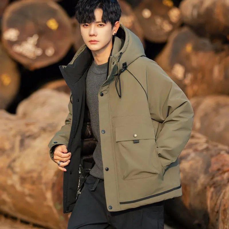 White duck down jacket men's winter new hooded high-end cold clothing warm jacket