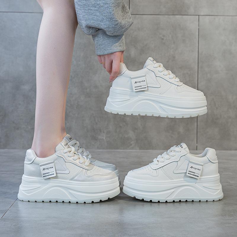 2025 Spring Little White Shoes Women's Thick Sole Heightening Small Size Heightening Sports Women's Shoes Casual Muffin Baseplate Shoes