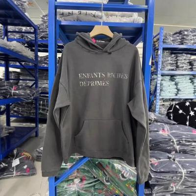 Unisex Übergroßer Hoodie Mit Used Washed Buchstabenprint Streetwear Baumwoll-Sweatshirt Jugendliche Erwachsene