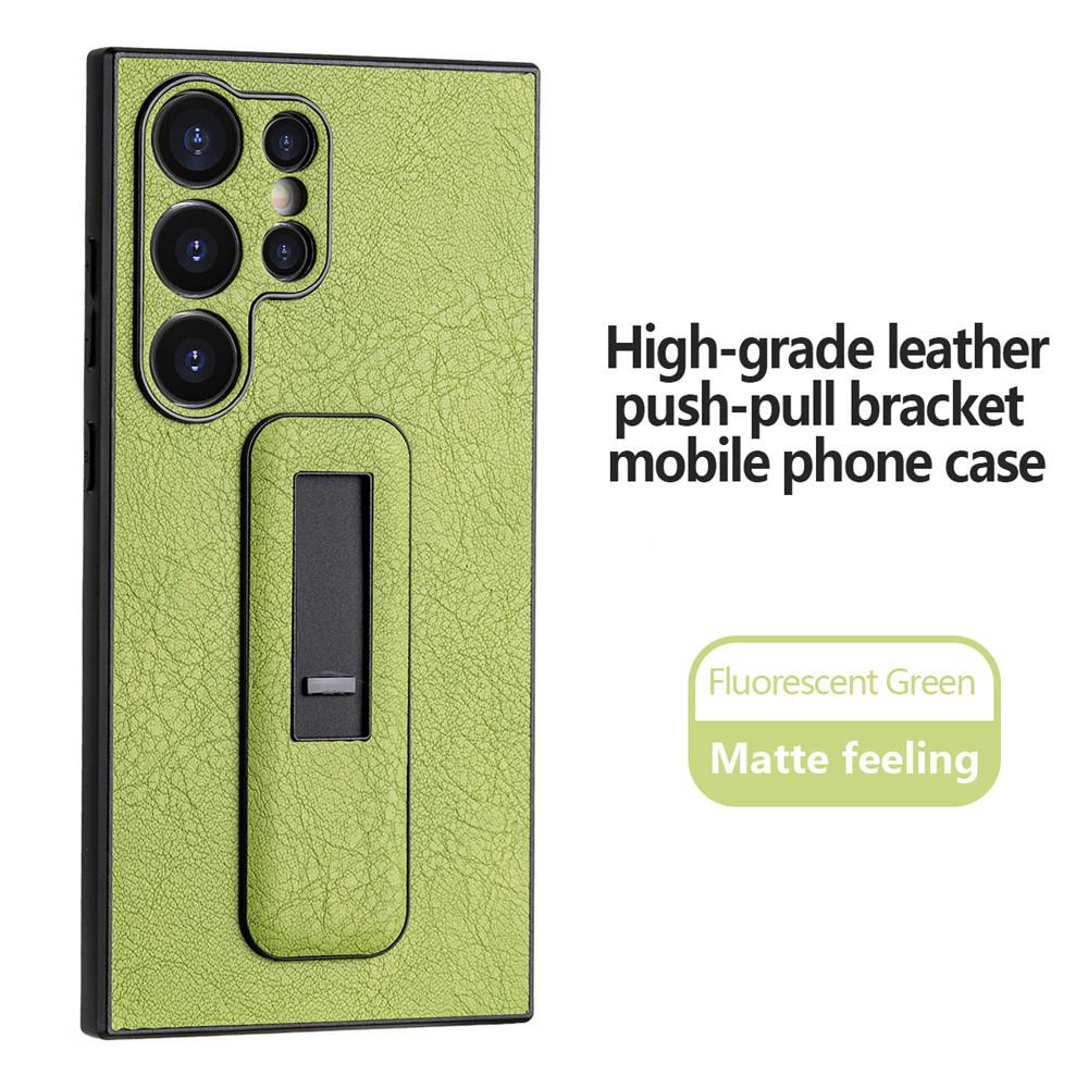 Push Pull Holder Case For Samsung S24 Ultra S23 Ultra S22 S21 Plus Leather Cover For Galaxy S24 Plus Matte Feeling Bracket Cover