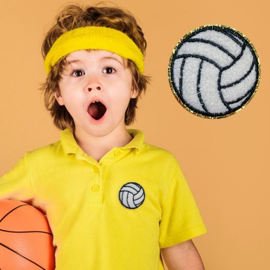 Iron-on Baseball Embroidered Patch Sticker Tear-Resistant Wrinkle-Free Football Volleyball Basketball Applique Patches with Hot Melt Adhesive