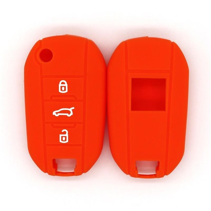 Geeignet für Peugeot neuer 301307308S4085082008300840085008 Klappschlüssel 3 Tasten Silikon Schlüssel Anti-Fall Schlüsselabdeckung