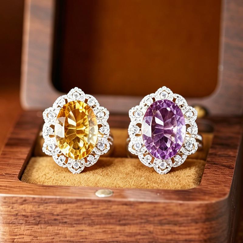 Millennium Cut Amethyst & Citrine Necklace in S925 Sterling Silver