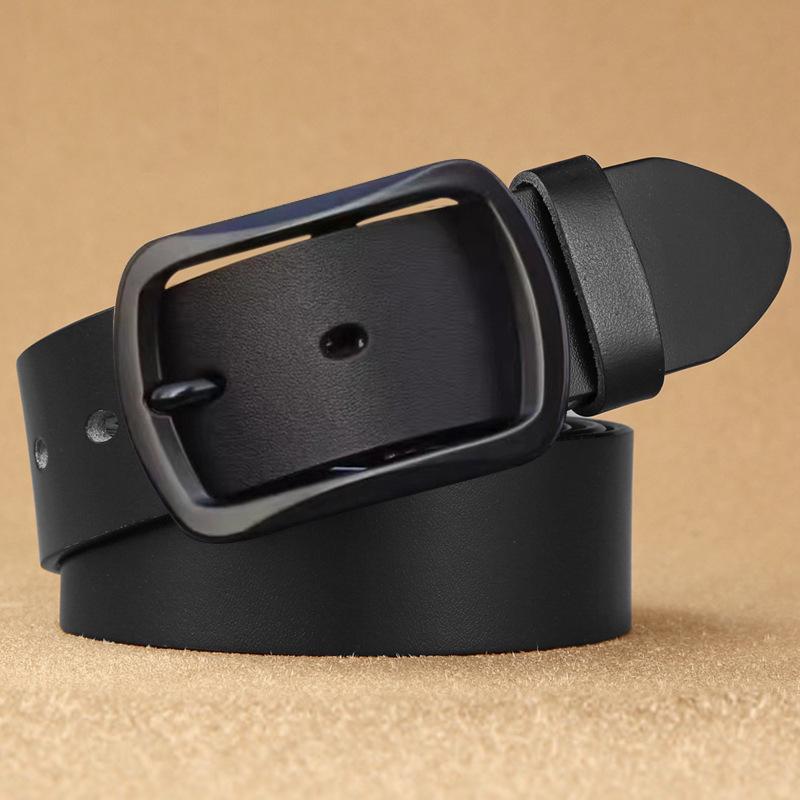 Men's Retro Genuine Leather Belt - Pin Buckle Cowhide Waist Belt for Business and Casual Wear, Suitable for Middle-Aged and Young Men.