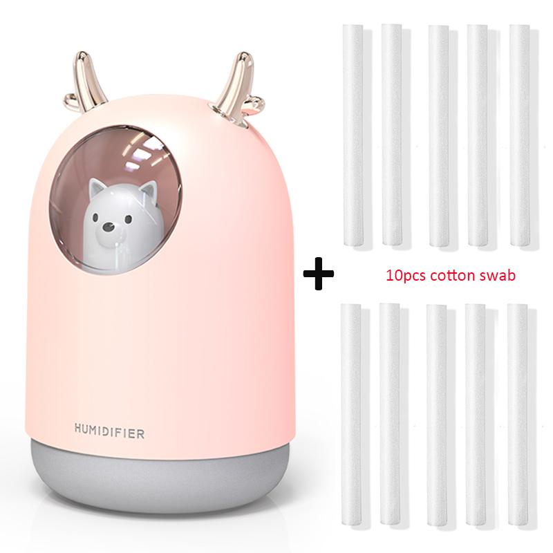 Usb zvlhčovač vzduchu čistička vzduchu Ultrasonic Cool Mist Maker Aroma difuzér 300 ml Lovely Bear Led Lamp Mini Aromaterapeutický zvlhčovač