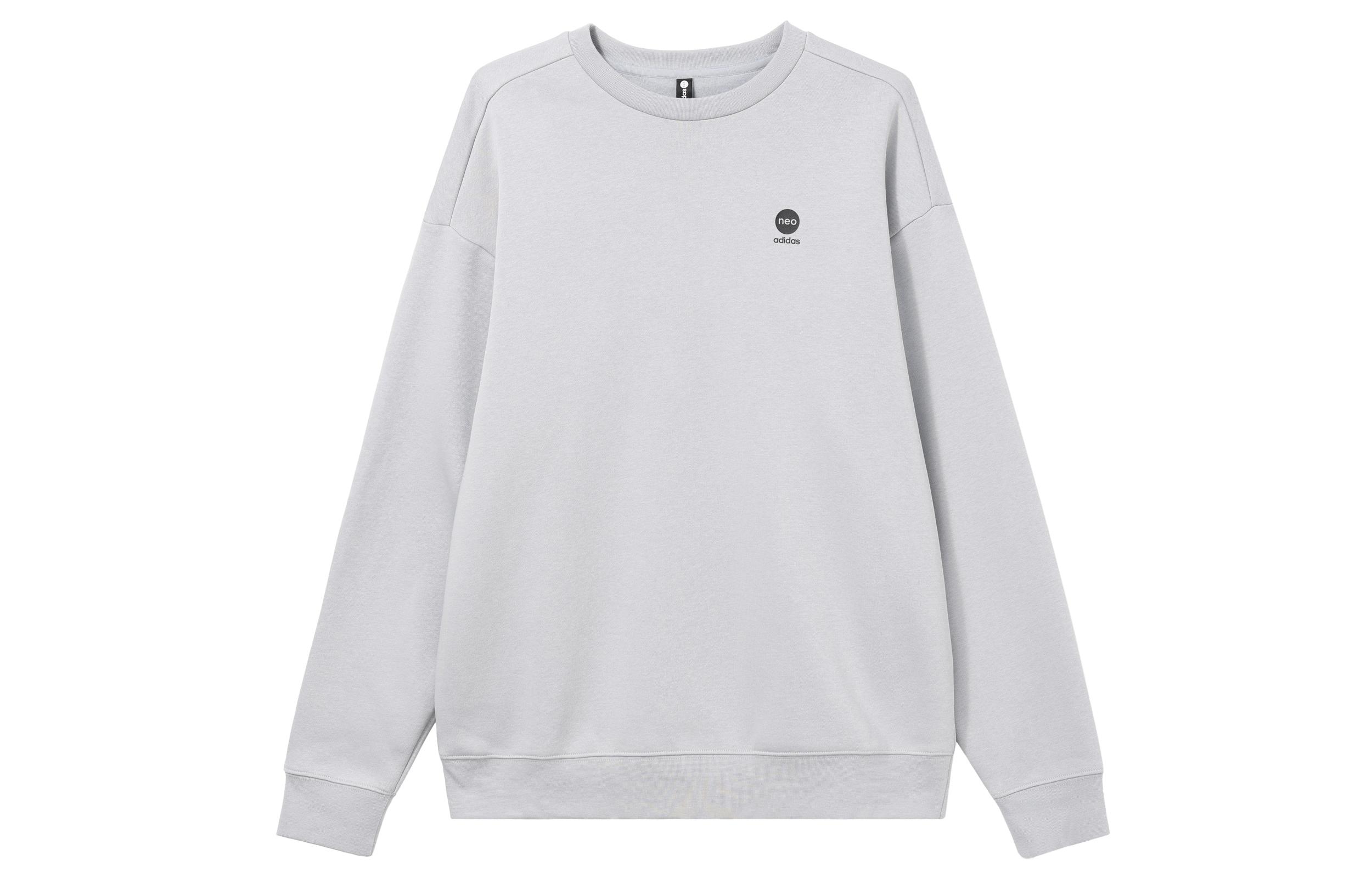 

Adidas Neo Solid Color Logo Print Fleece Lined Long Sleeved Shirt Sweatshirt Unisex Gray HY9655 XL