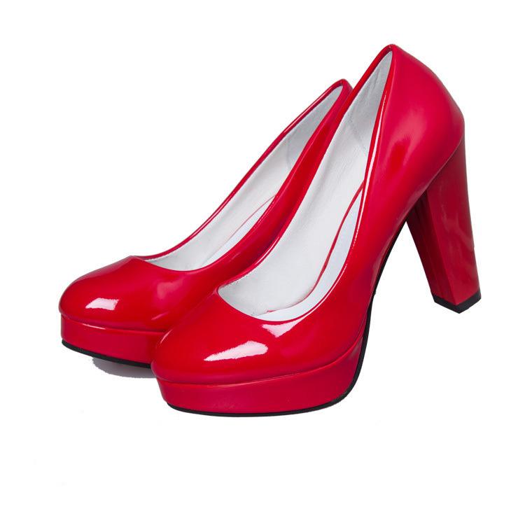 Women's Plus Size High Heels Simple Shoes Casual Pointed Toe Thick Heel Work Single Shoes Solid Color 34-42