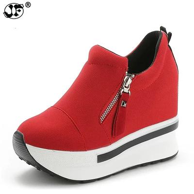 Frühling Herbst Mode Plateau Schuhe mit Reißverschluss Lässige Süße Sneaker Flache Damenschuhe Größe 35-40 fgy