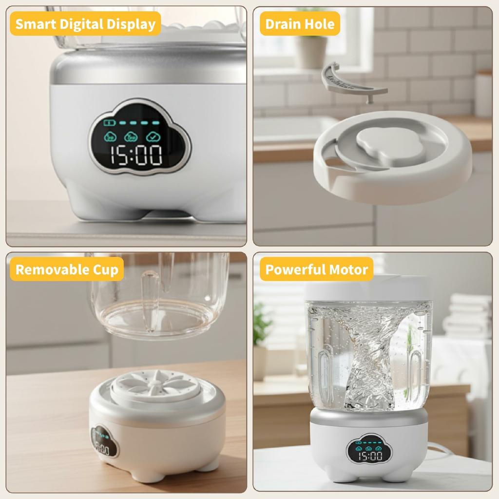 Mini Laundry Cup Portable Washing Machine Foldable Design with 3 Wash Modes for Underwear/Socks