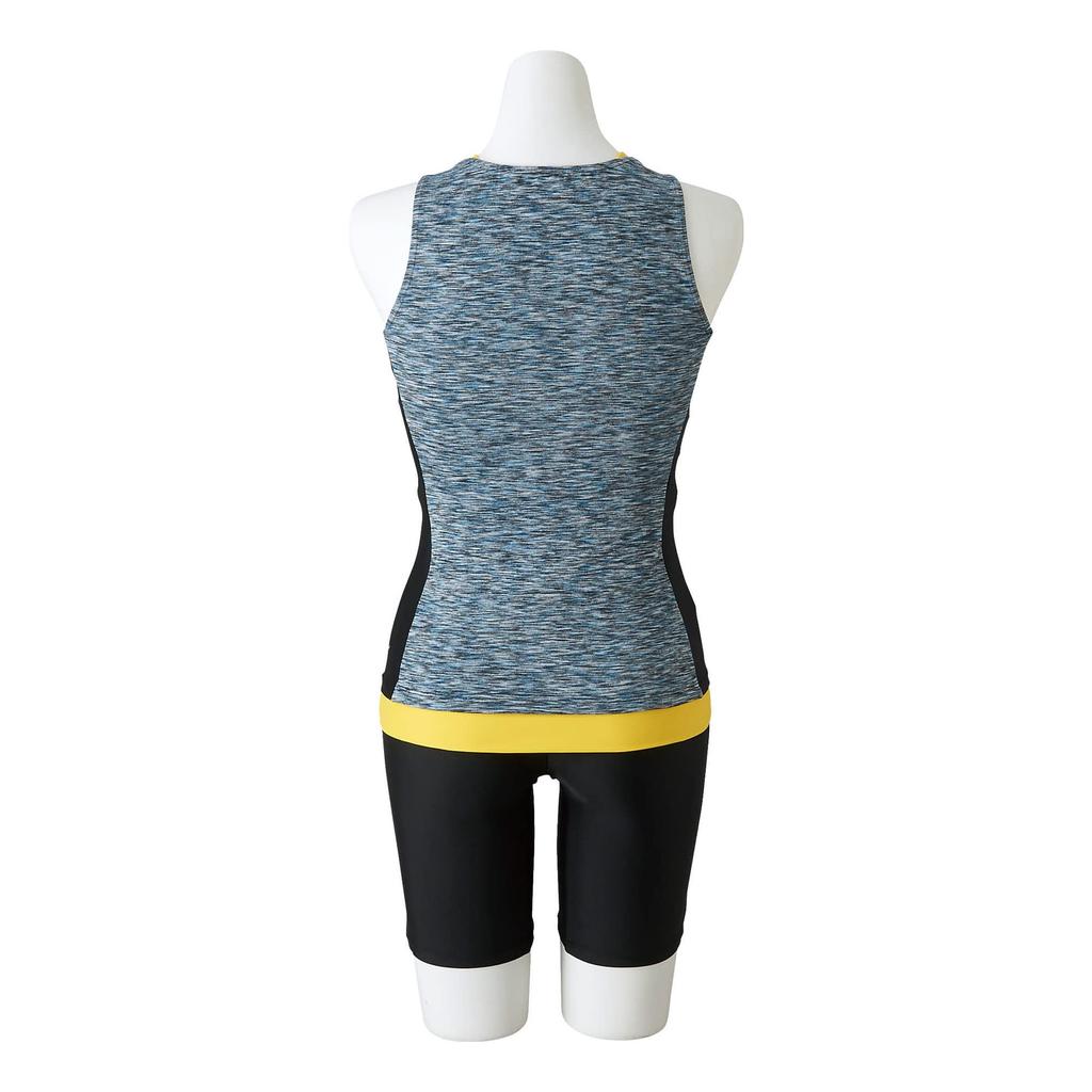 MIZUNO Gym Swimsuit N2JG2341 Size M Women's (Zippered) (18cm Inseam) 84 Turquoise/Yellow,