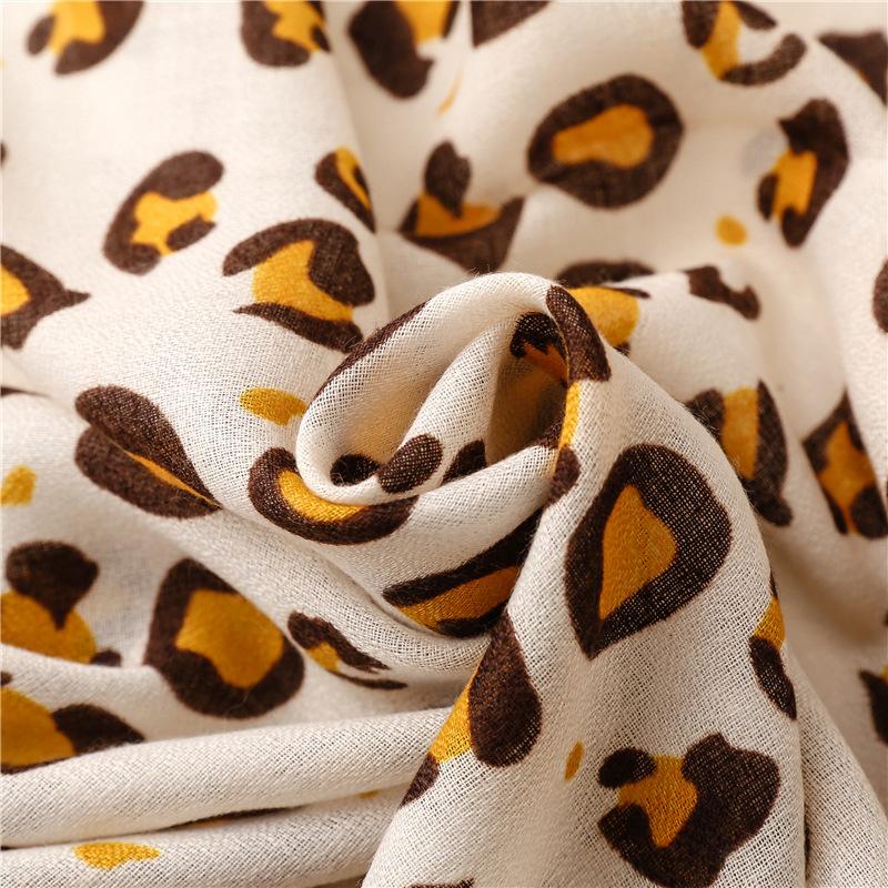 Women's Fashion Leopard Print Tassel Scarf - Lightweight Breathable Pashmina Scarf, Suitable for Beach Activities