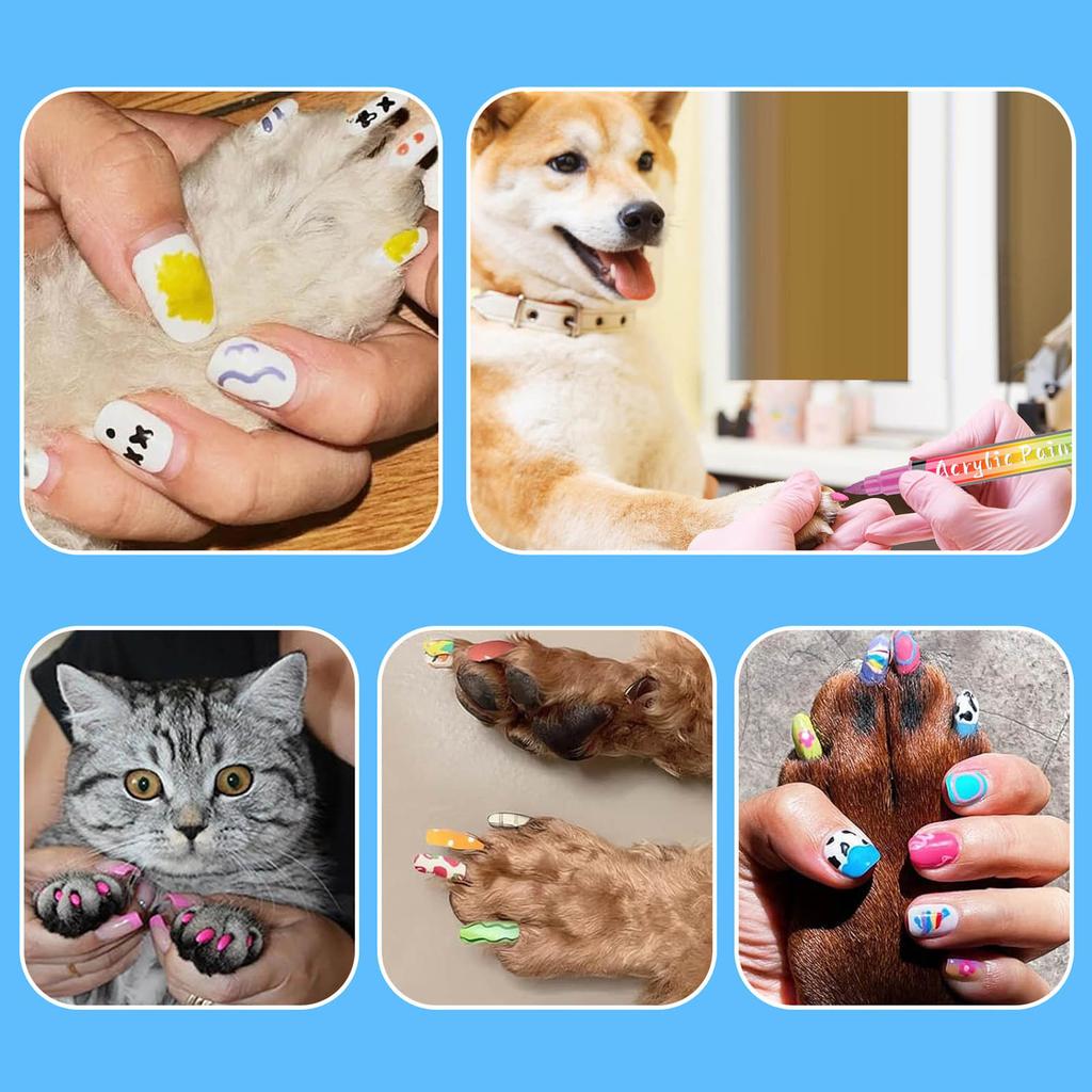 6pcs Pet Nail Polish Pens Quick Drying Safe Smellless Painting Pen for Stylish Dog Nail Art for Home and Pet Salons