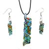 Blue Glass Necklace Earrings Set for Decoration Fashion Jewelry Painted Spiral
