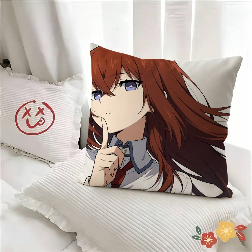 pc Anime Steins Gate Pillow Case Fashion Square Pillowcase Bedroom Sofa Room Ins Decoration Leisure