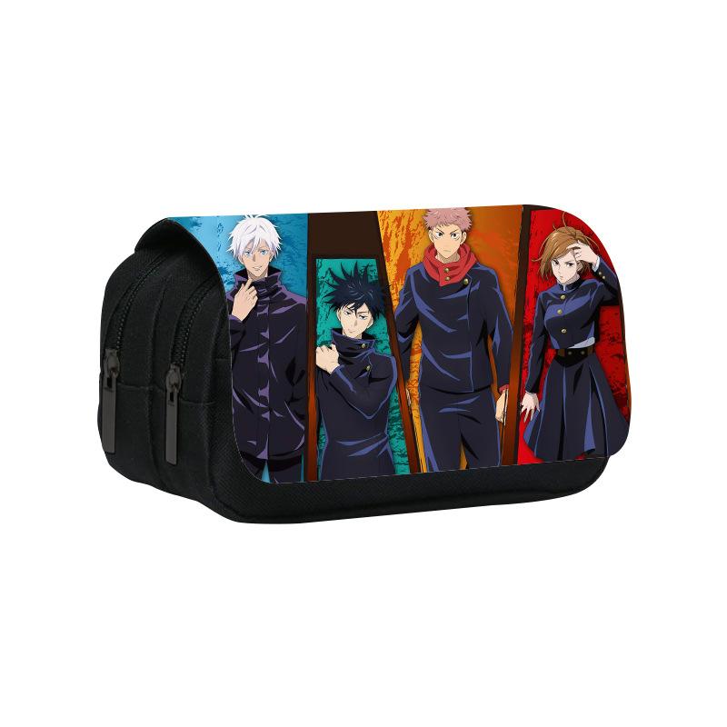 New trendy Jujutsu Kaisen double-layer pencil case with anime print for elementary and middle school students CLE