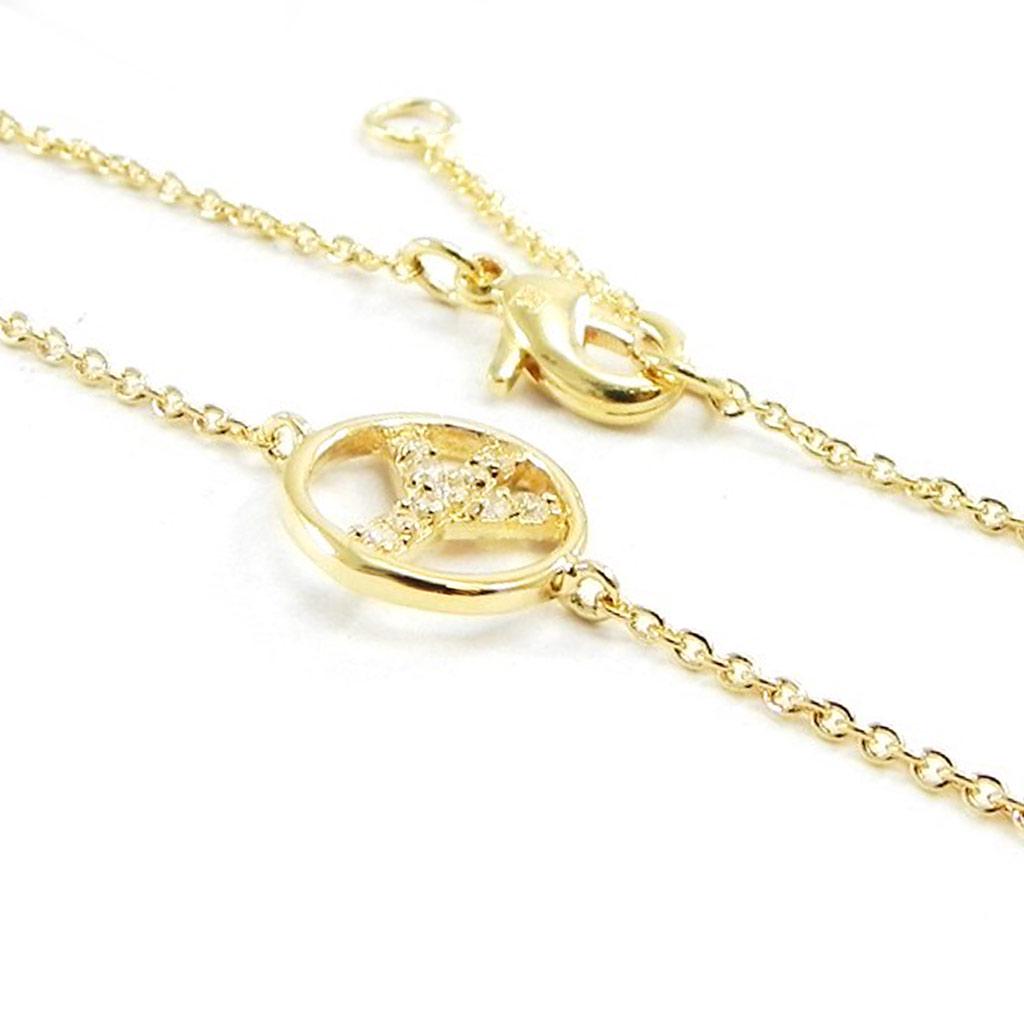 Les Trésors De Lily [I3704] - White Gold 'Peace' Gold Plated Bracelet - 10 Mm