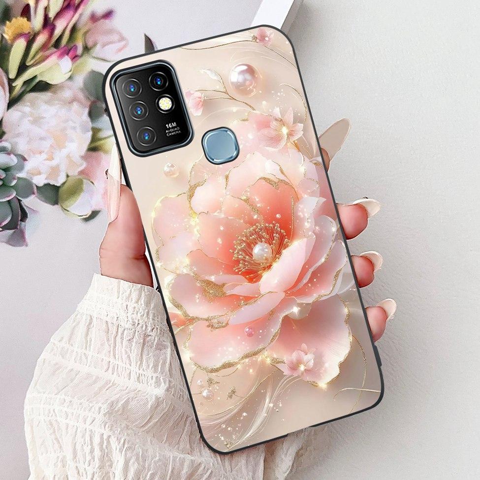 For Infinix Hot 10 Case Silicone Cute Cat Fashion Flowers Luxury Painted Back Cover For Inifnix Hot 10 Phone Case X682B X682C