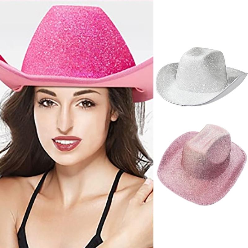 Space Cowgirl Hat for Adult Cowboy Hat with Sequins Surface Rave Hats Fits Most Women and Girls for Theme Party