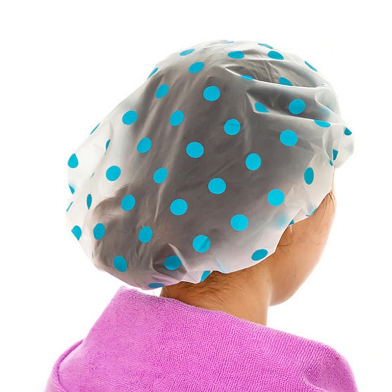1/2/3PCS Waterproof Shower Cap for Women Bathroom Spa Salon Elastic Hair Cover Bonnet