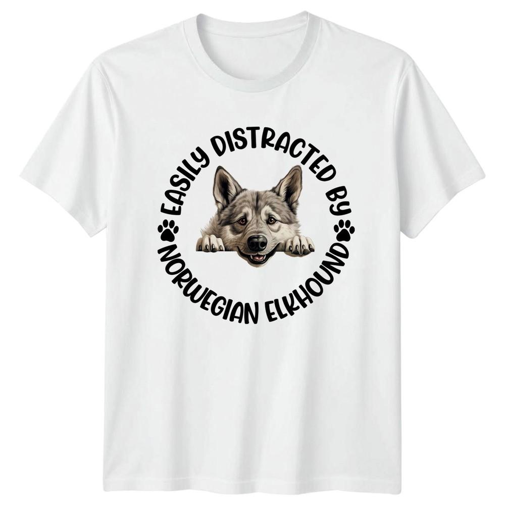Easily Distracted By Norwegian Elkhound Unisexs TShirt Unisexs Tee Graphic Top S