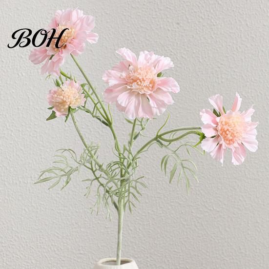 Faux Chrysanthemum Flowers Artificial Scabious with Bendable Long Stems, Realistic Bouquet for Living Room Flower Table Vase Centerpiece Floral