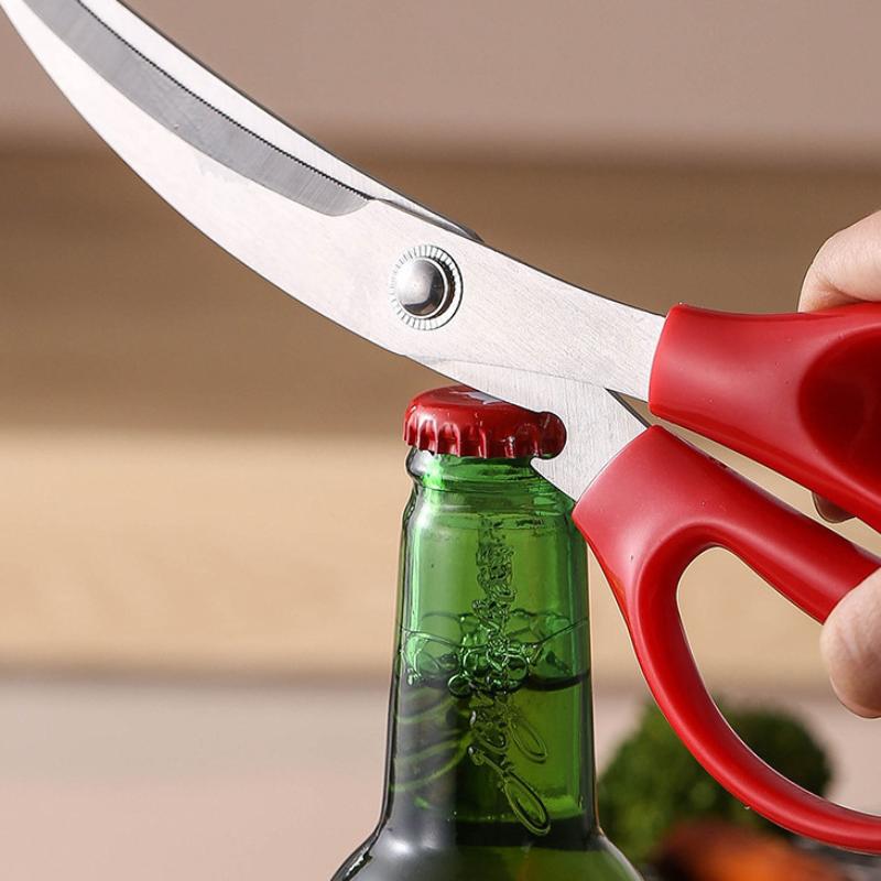 Stainless Steel Kitchen Meat Scissors Sharp Curved Blades Comfort Grips For Bbq Grilling Cooking Food Prep