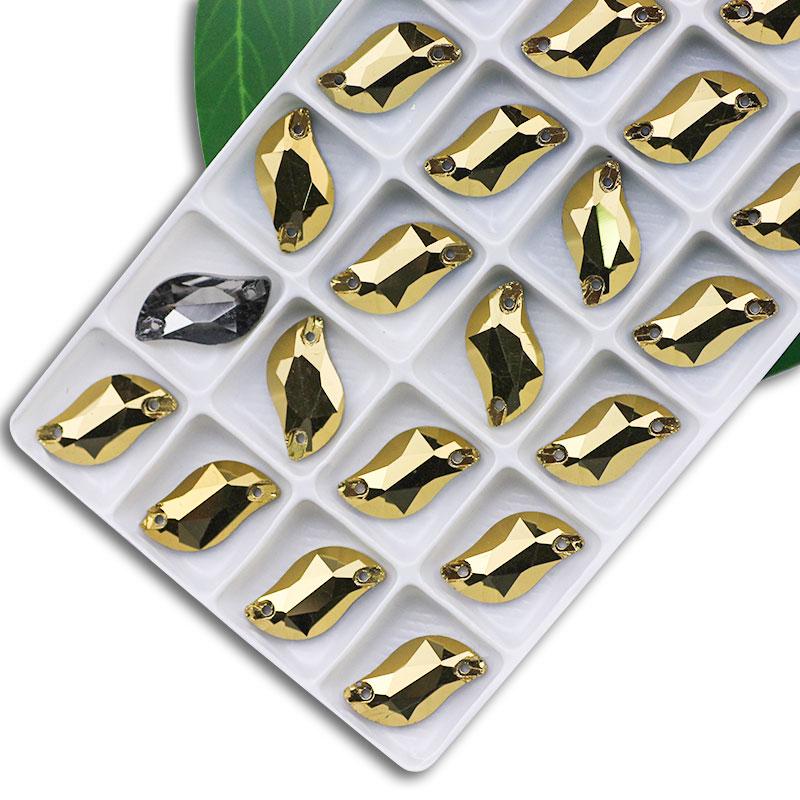 All Size All Color Ab S Shape Sew On Rhinestone Leaf Glass Crystal Sewing Flatback 2 Holes 6*12 10*20 14*30 for Dress Decoration