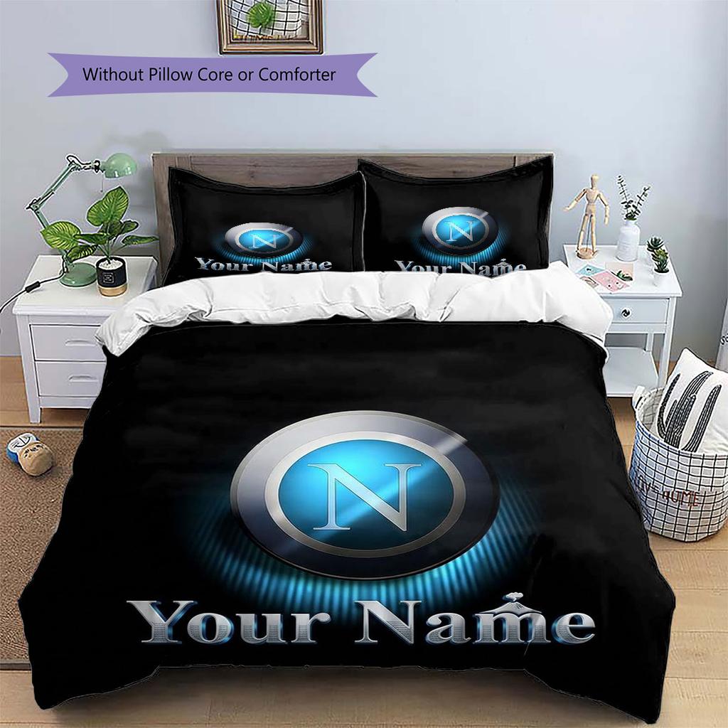 SSC Napoli Custom Name Pattern Bedding,Quilt Set Quilt Cover Pillowcase Home Birthday Gift(1 * duvet cover + 2 * pillowcase, without core)