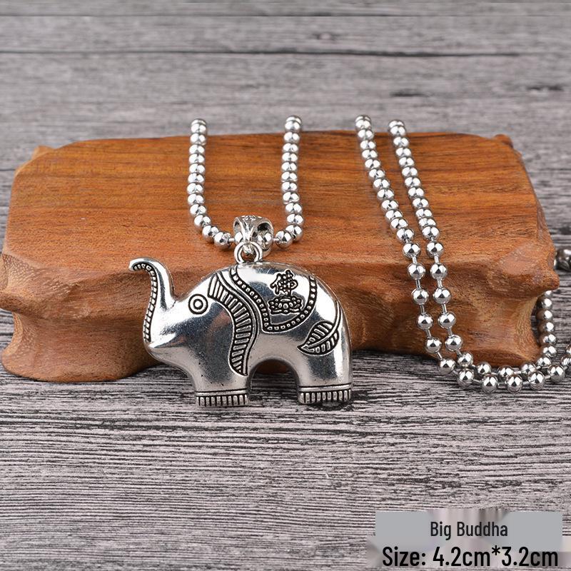 

Східний Етнічний Довгий Намисто - Ретро Підвіска Замок Довголіття та Ланцюжок з Круглих Намистин для Чоловіків та Жінок