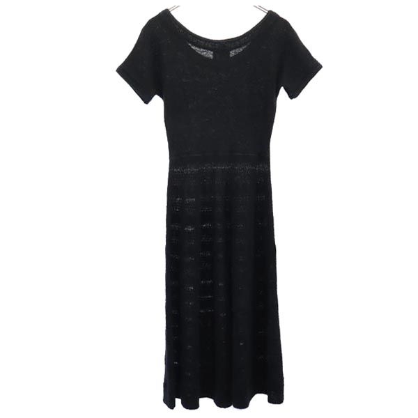 May Claire 70s vintage Short sleeve Wool Blend Knit one piece black Women Used