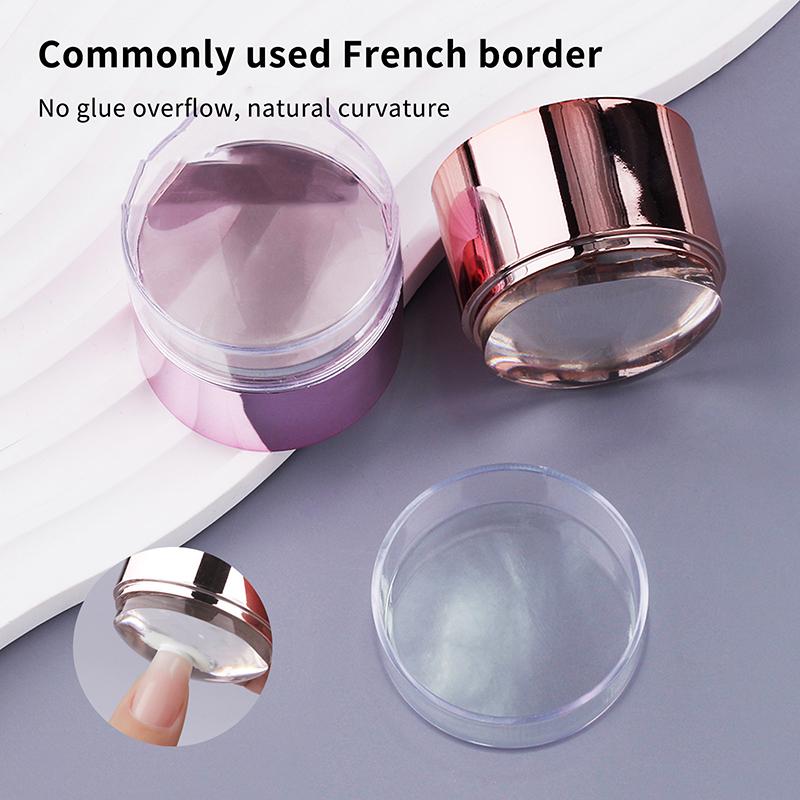 French Nail Art Stamper With A Nail Scraper Silicone Clear Head Nail Mold Stamping Template For Diy Manicure